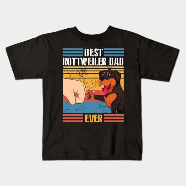 Rottweiler Dog And Daddy Hand To Hand Best Rottweiler Dad Ever Dog Father Parent July 4th Day Kids T-Shirt by joandraelliot